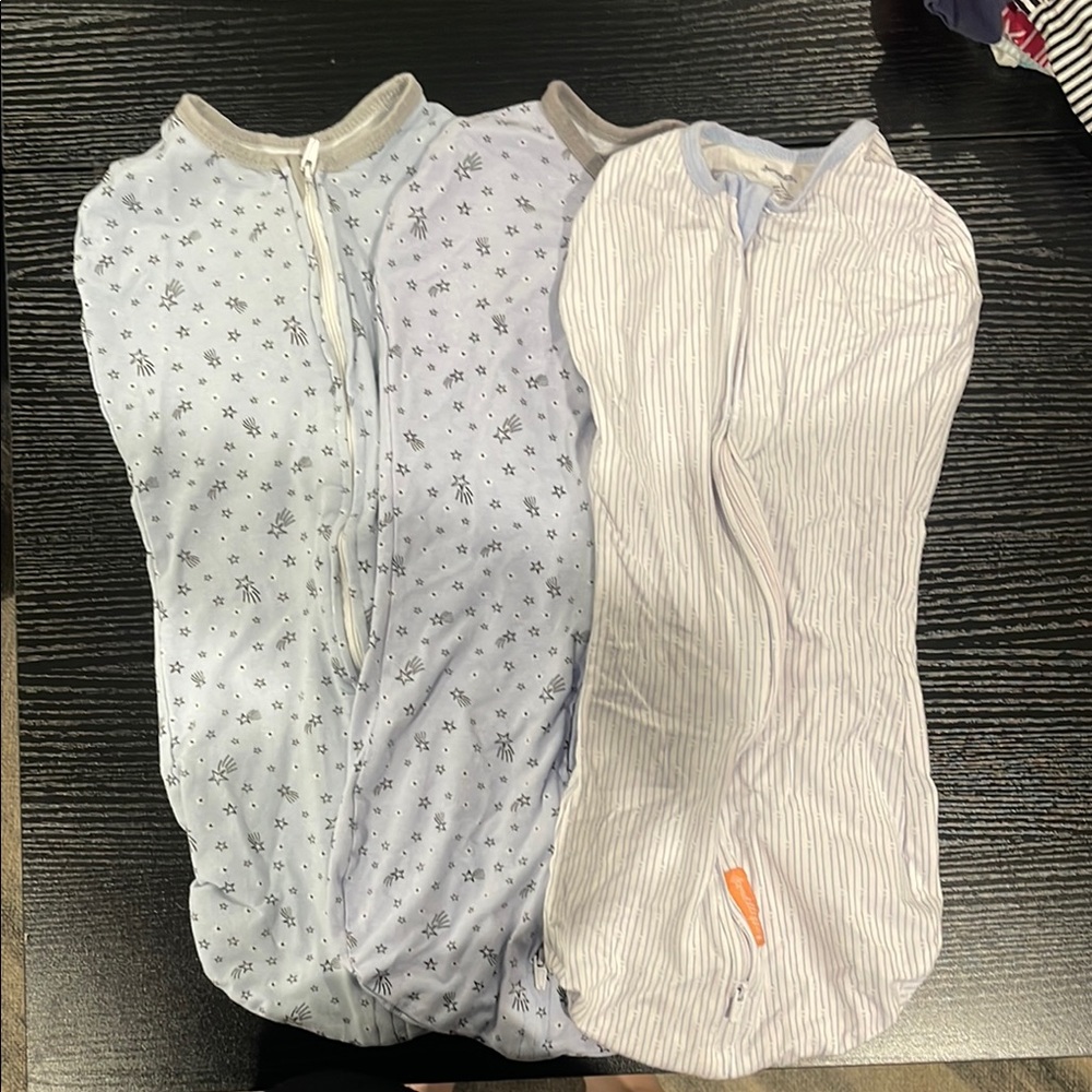 Baby Swaddle Set in Blue and White